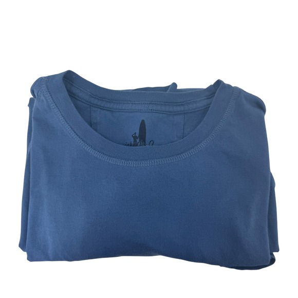 Johnnie-O Mens XL Blue Long Sleeve Graphic Pocket T-Shirt Surf Sunset Waves - Picture 6 of 10